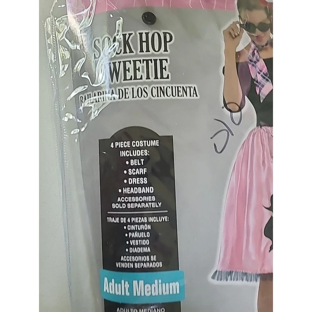 Sock Hop Sweetie Costume Adult Medium Size 6 50s poodle skirt halloween demure